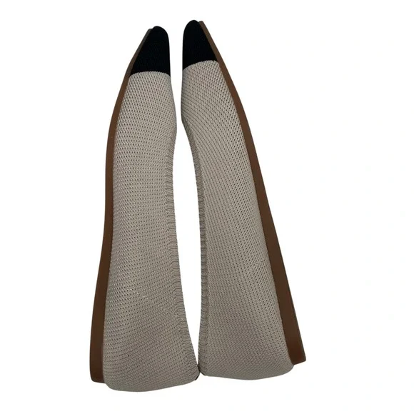 Vivaia Aria 5 Pointed Toe Ballet Flats in Almond and Black SZ EU 41 US 9.5 - Picture 4 of 9